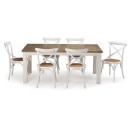 Quebec 1800 Dining Table + 6 White Cross Back Dining Chairs